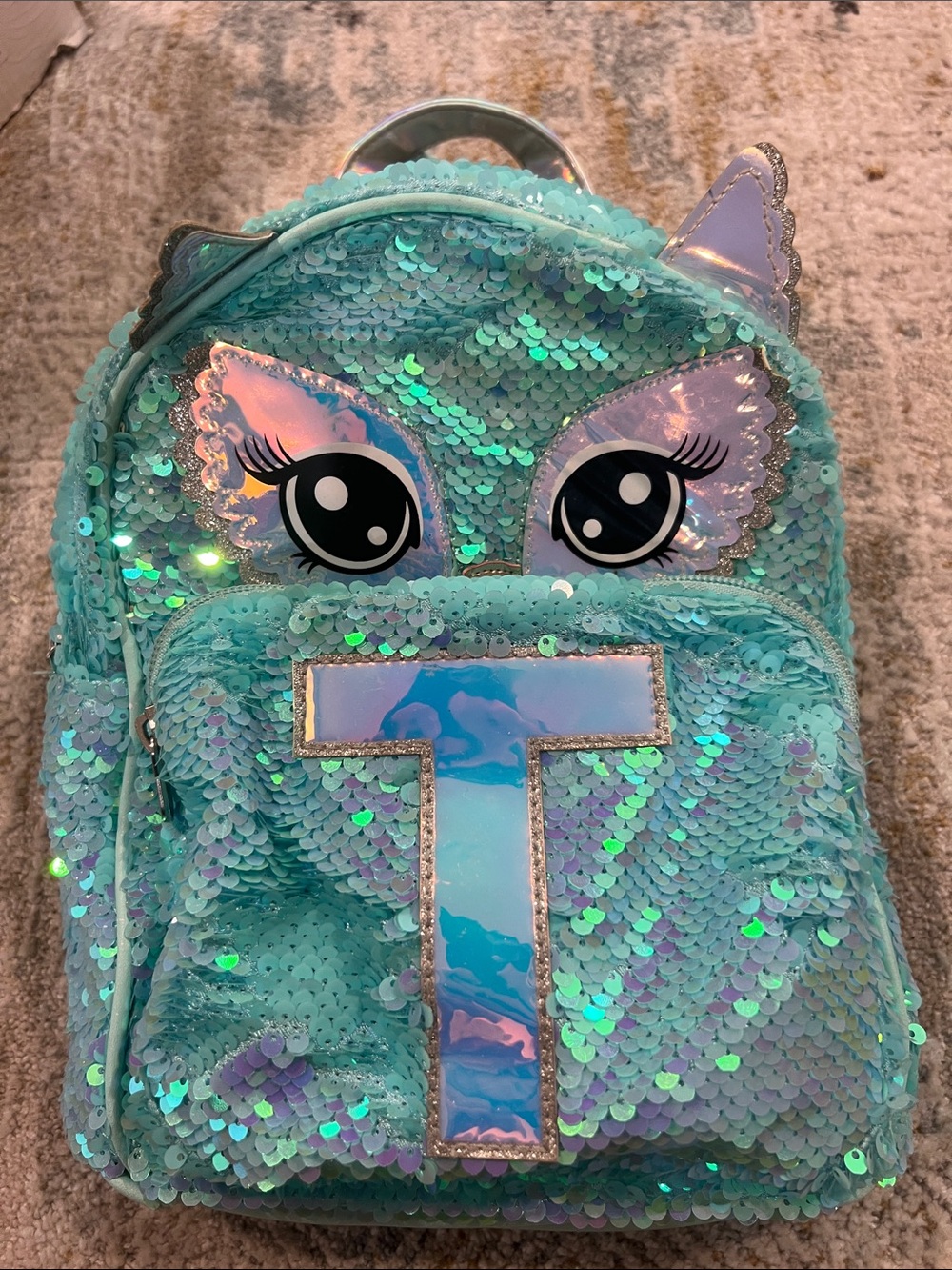 Sequin Kitty Kids Backpack - Aqua Sparkle T sequin justice z92